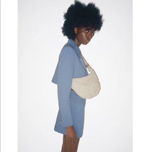 Zara Beige Jacquard Shoulder Bag